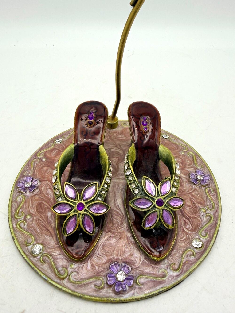 Purple Gold Floral Novelty Shoe Metal Earring Display,